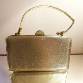 * VINTAGE RECTANGLE GOLD EVENING PURSE WITH ART DECO LOOK CLASP