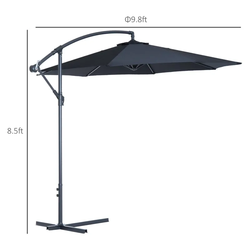 10' Hanging Outdoor Patio Umbrella - Black