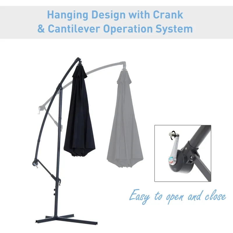 10' Hanging Outdoor Patio Umbrella - Black