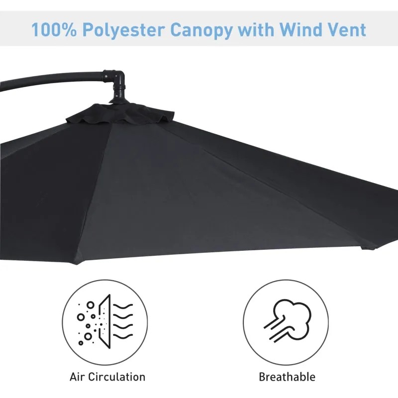 10' Hanging Outdoor Patio Umbrella - Black