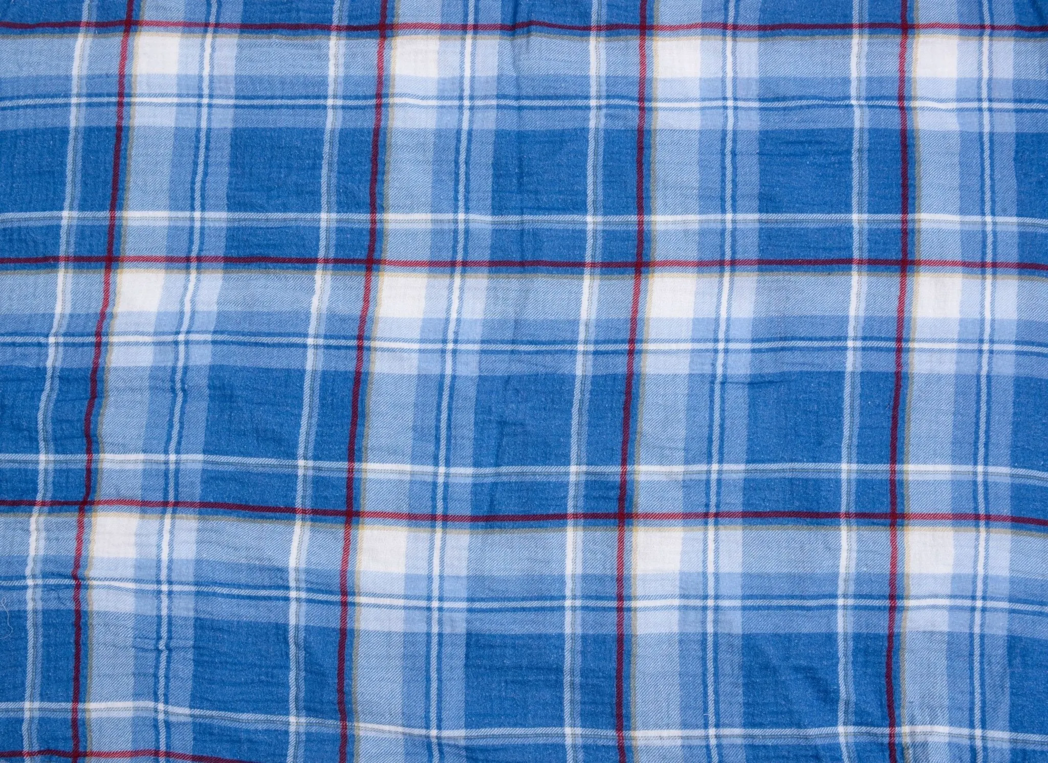 100% Cotton Double Gauze Classic Denim Plaid Print Fabric