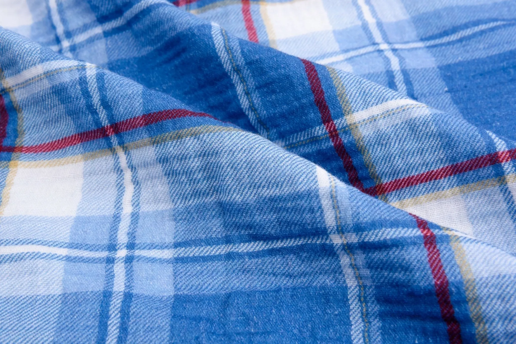 100% Cotton Double Gauze Classic Denim Plaid Print Fabric