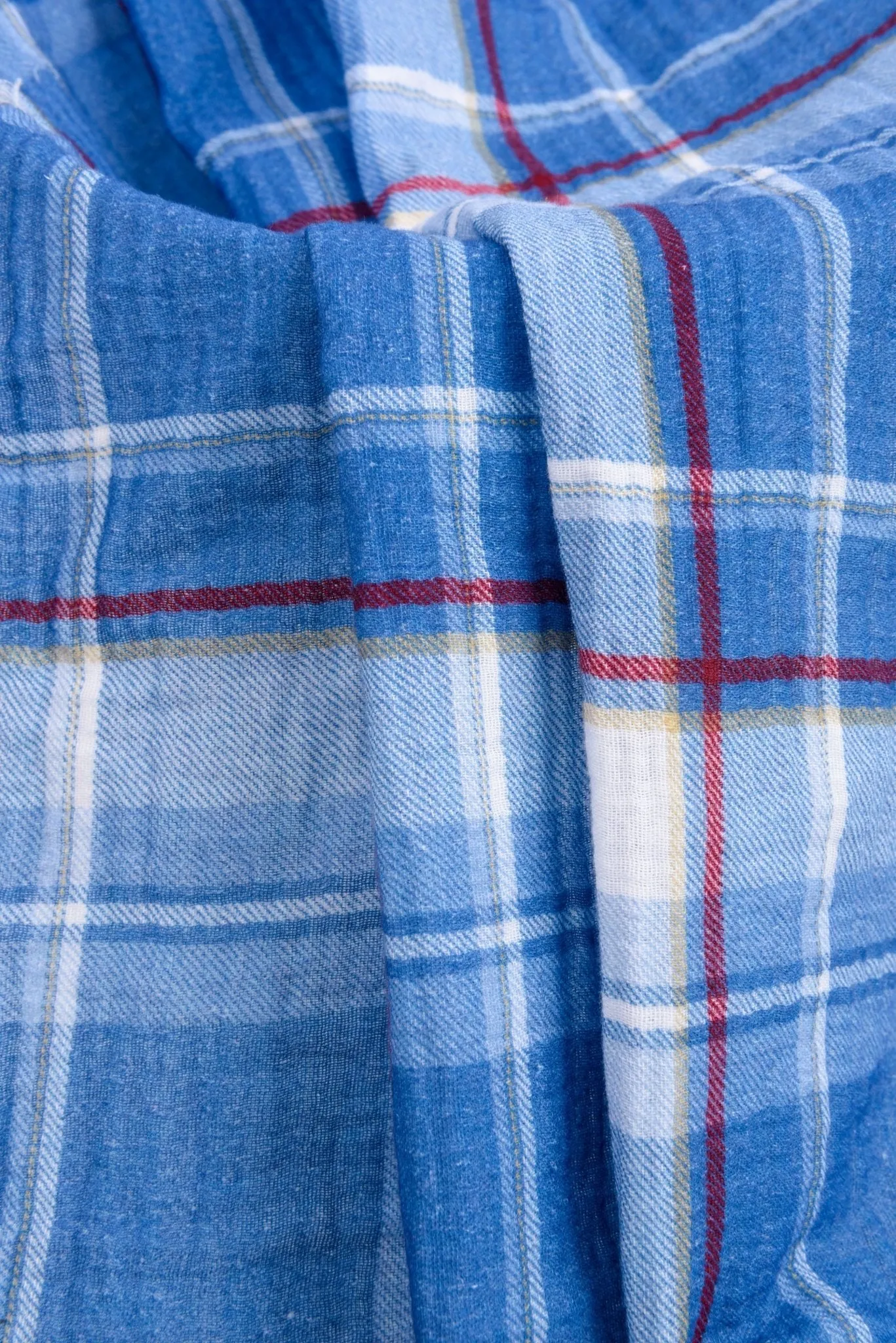 100% Cotton Double Gauze Classic Denim Plaid Print Fabric