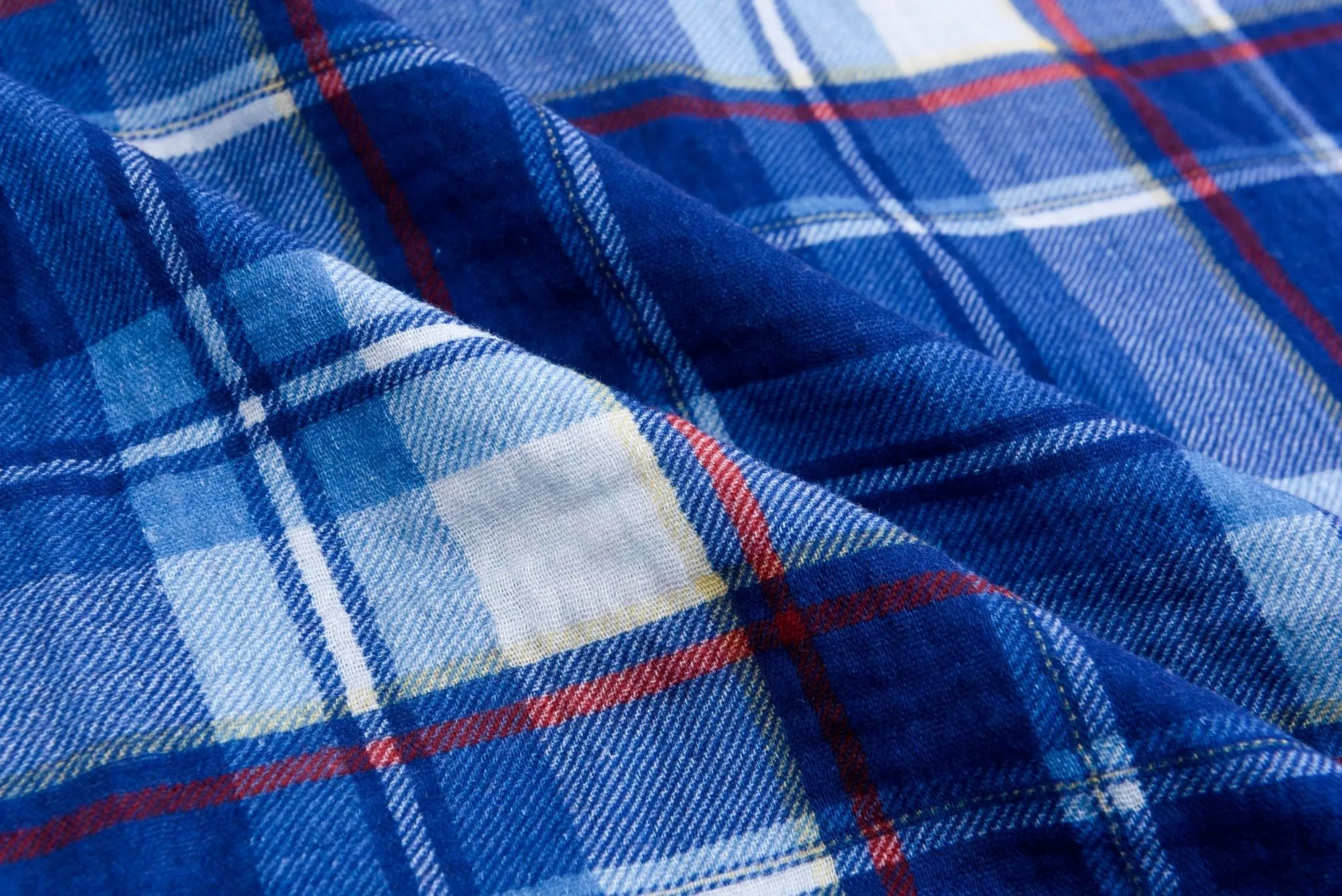 100% Cotton Double Gauze Classic Denim Plaid Print Fabric