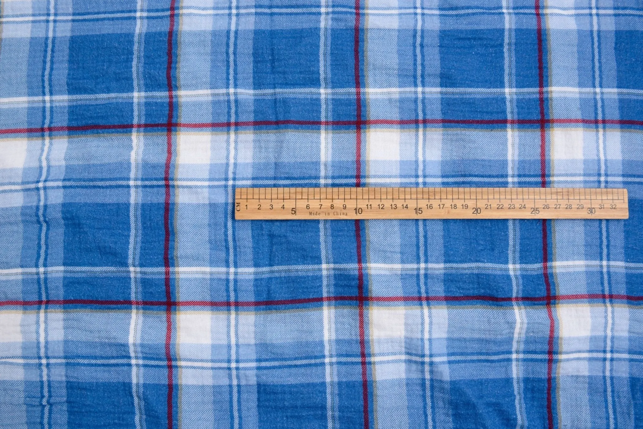 100% Cotton Double Gauze Classic Denim Plaid Print Fabric