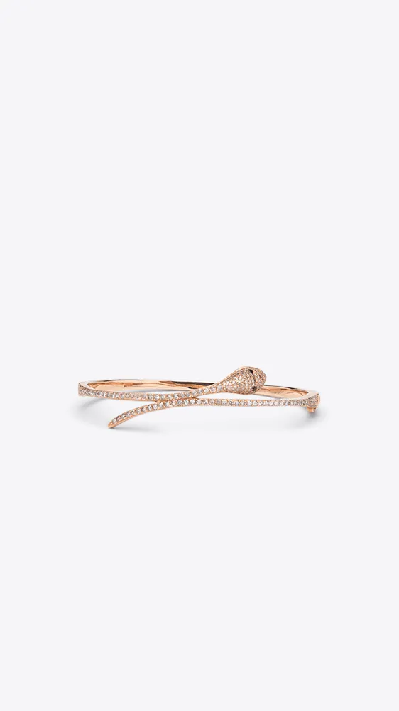 14k Rose Gold and Diamond Snake Bracelet