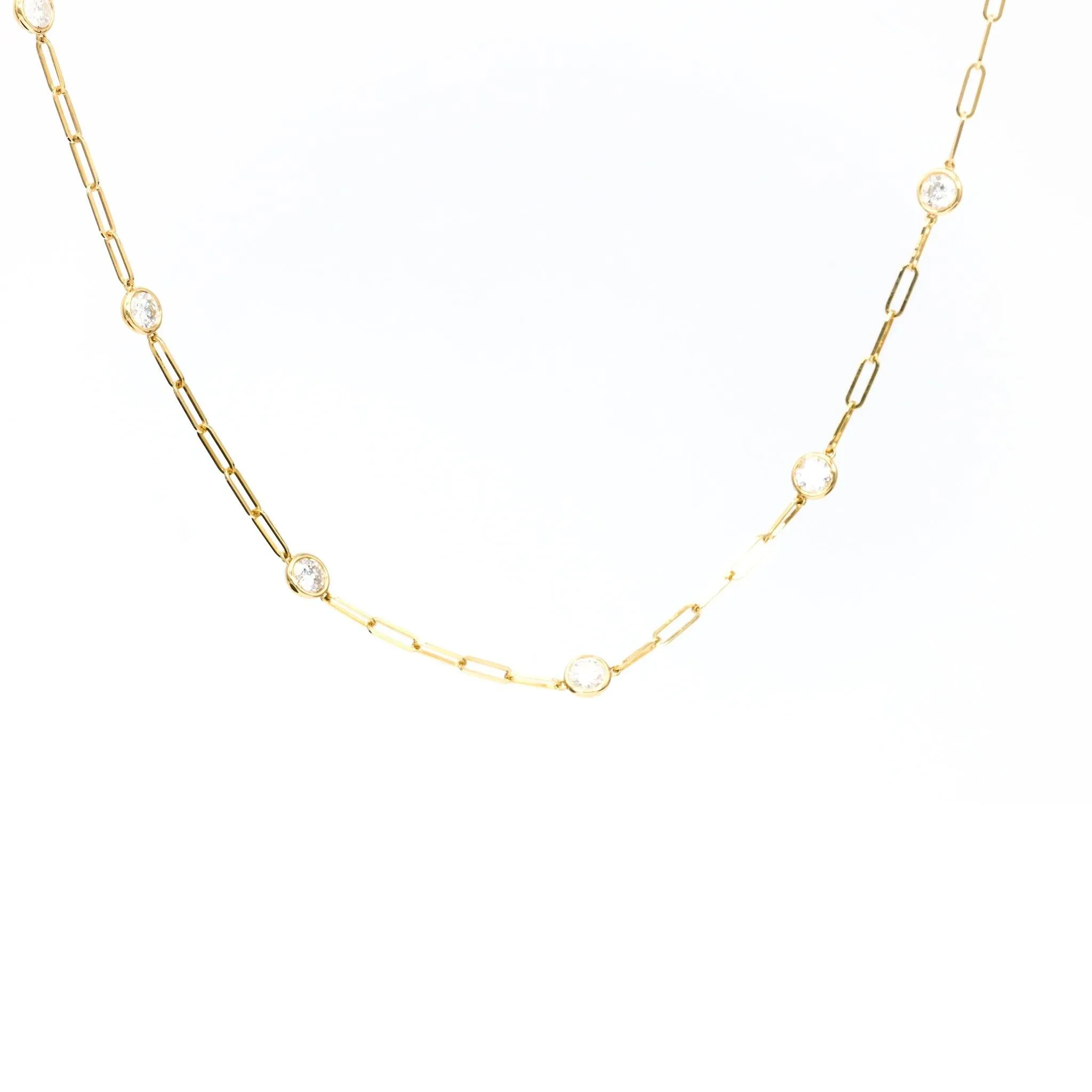 14k Yellow Gold Diamonds By The Yard Paperclip Necklace