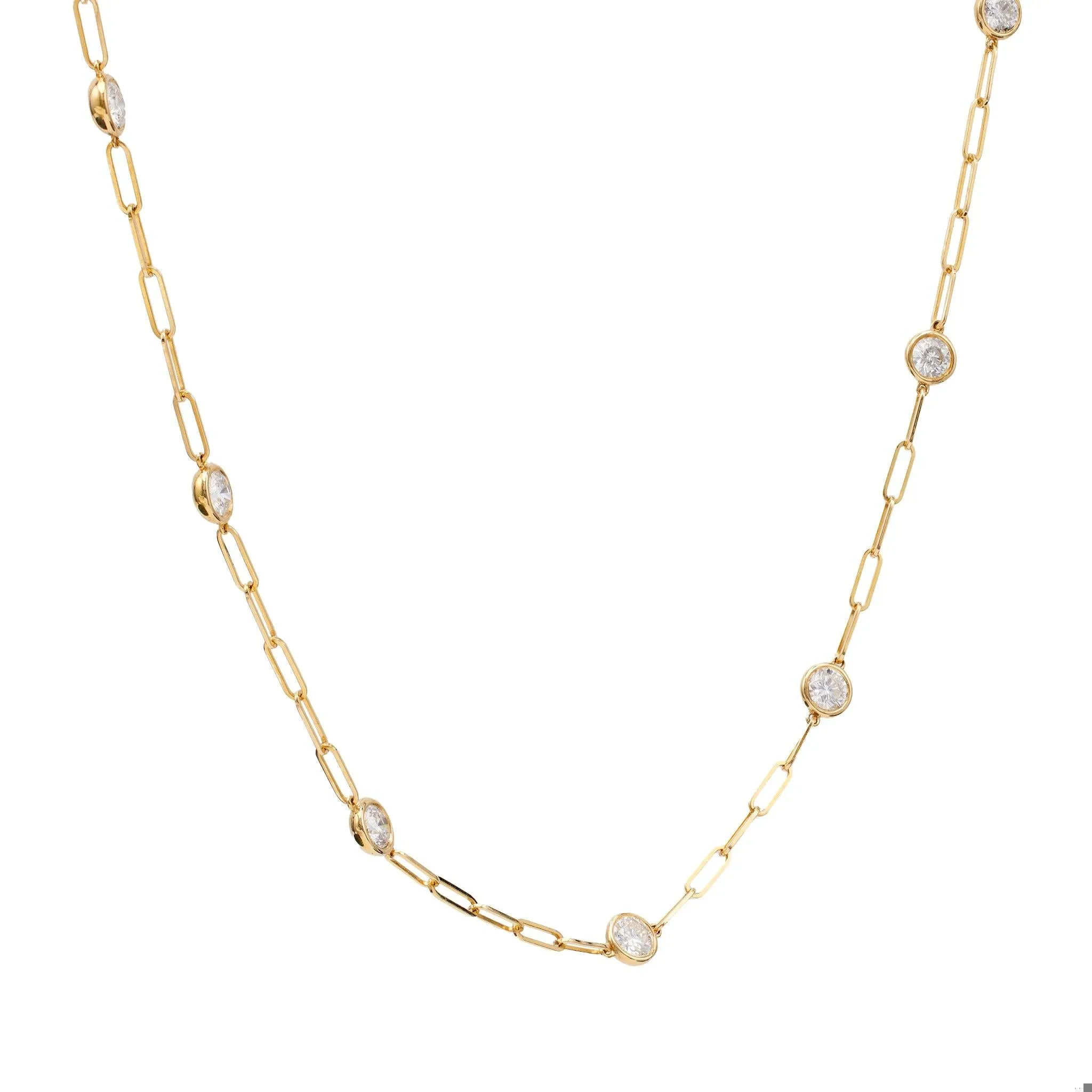 14k Yellow Gold Diamonds By The Yard Paperclip Necklace