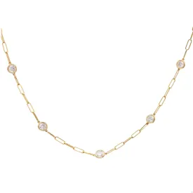 14k Yellow Gold Diamonds By The Yard Paperclip Necklace