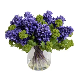 14" Faux Hyacinth & Viburnum Arrangement