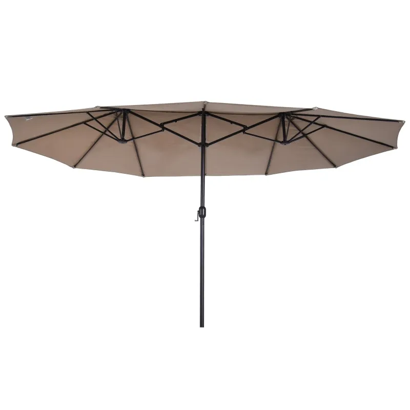 15' Outdoor Patio Umbrella with Twin Canopy - Tan