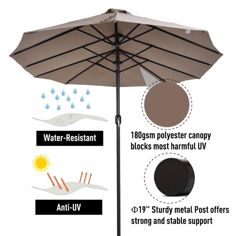 15' Outdoor Patio Umbrella with Twin Canopy - Tan