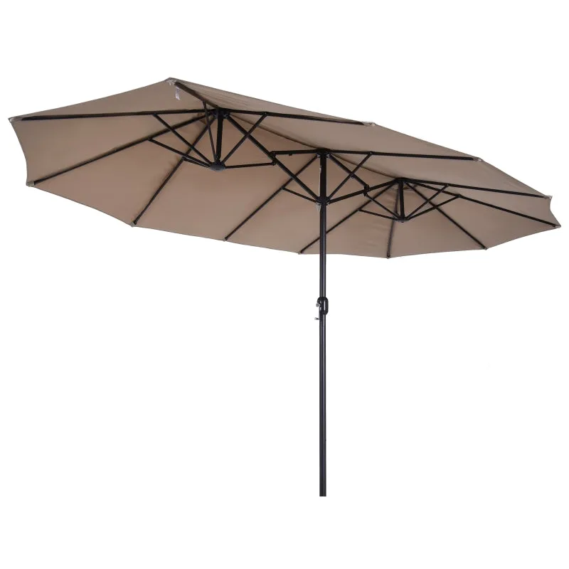 15' Outdoor Patio Umbrella with Twin Canopy - Tan