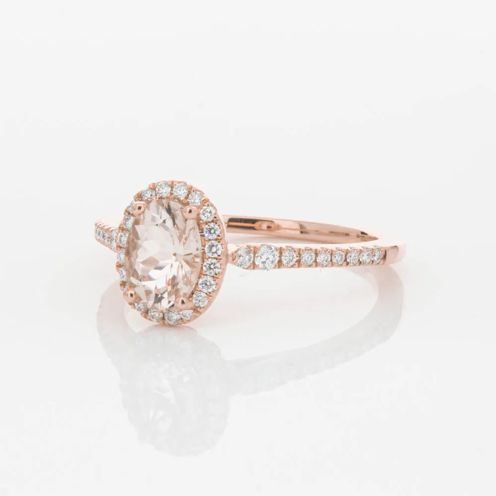 18ct Rose Gold .76ct Morganite & Diamond Mini Sierra Ring