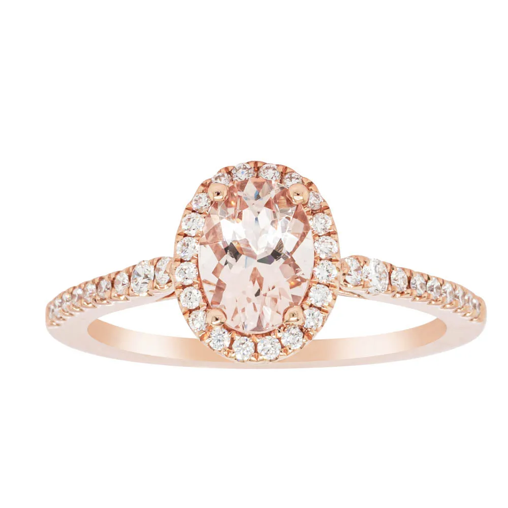 18ct Rose Gold .76ct Morganite & Diamond Mini Sierra Ring