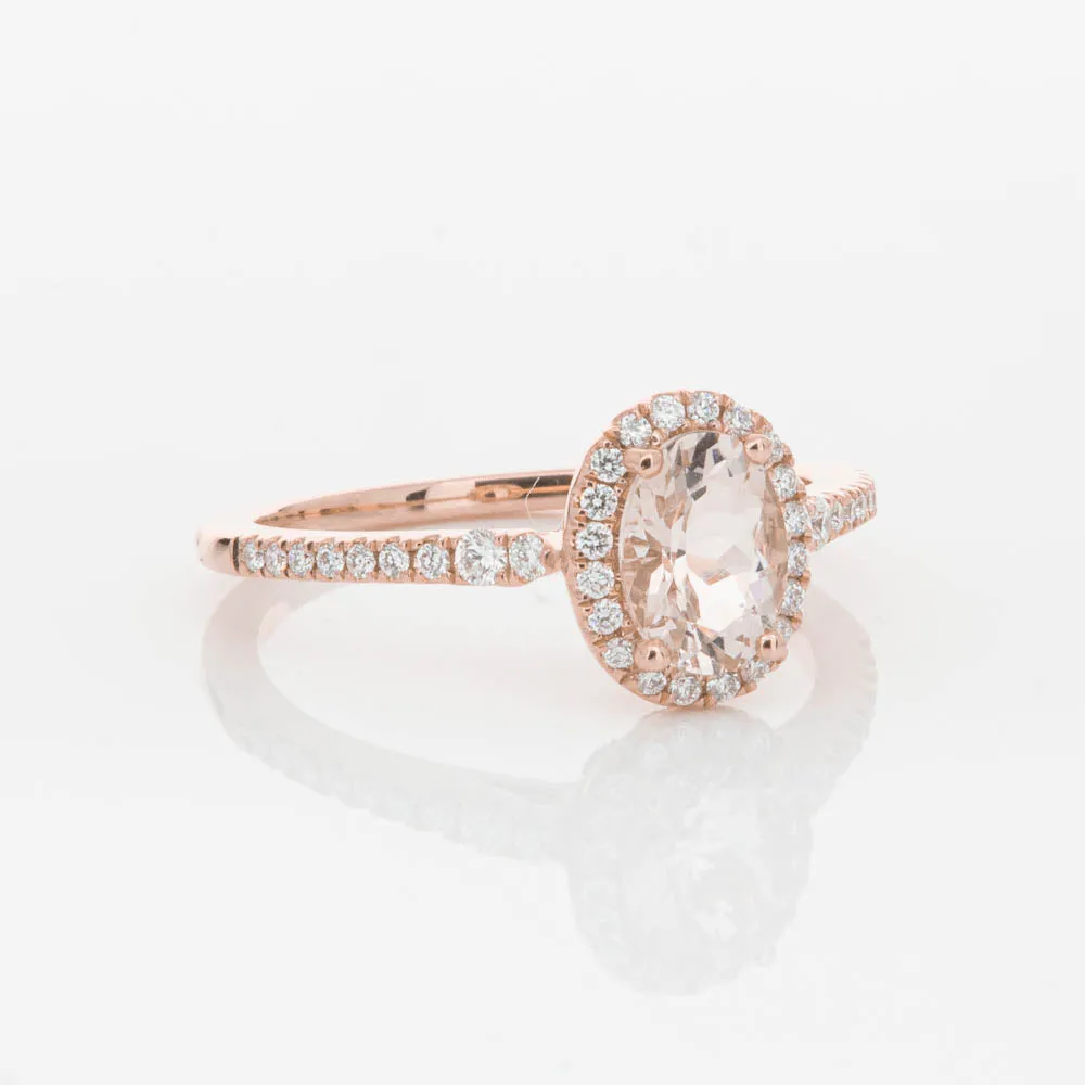 18ct Rose Gold .76ct Morganite & Diamond Mini Sierra Ring