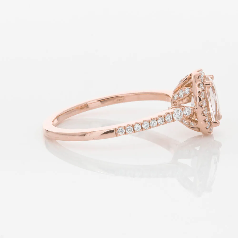 18ct Rose Gold .76ct Morganite & Diamond Mini Sierra Ring