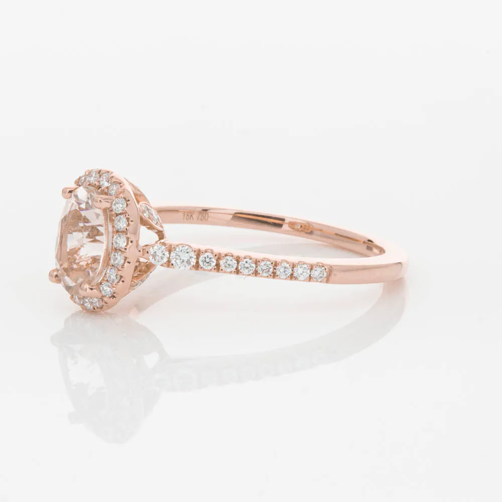 18ct Rose Gold .76ct Morganite & Diamond Mini Sierra Ring