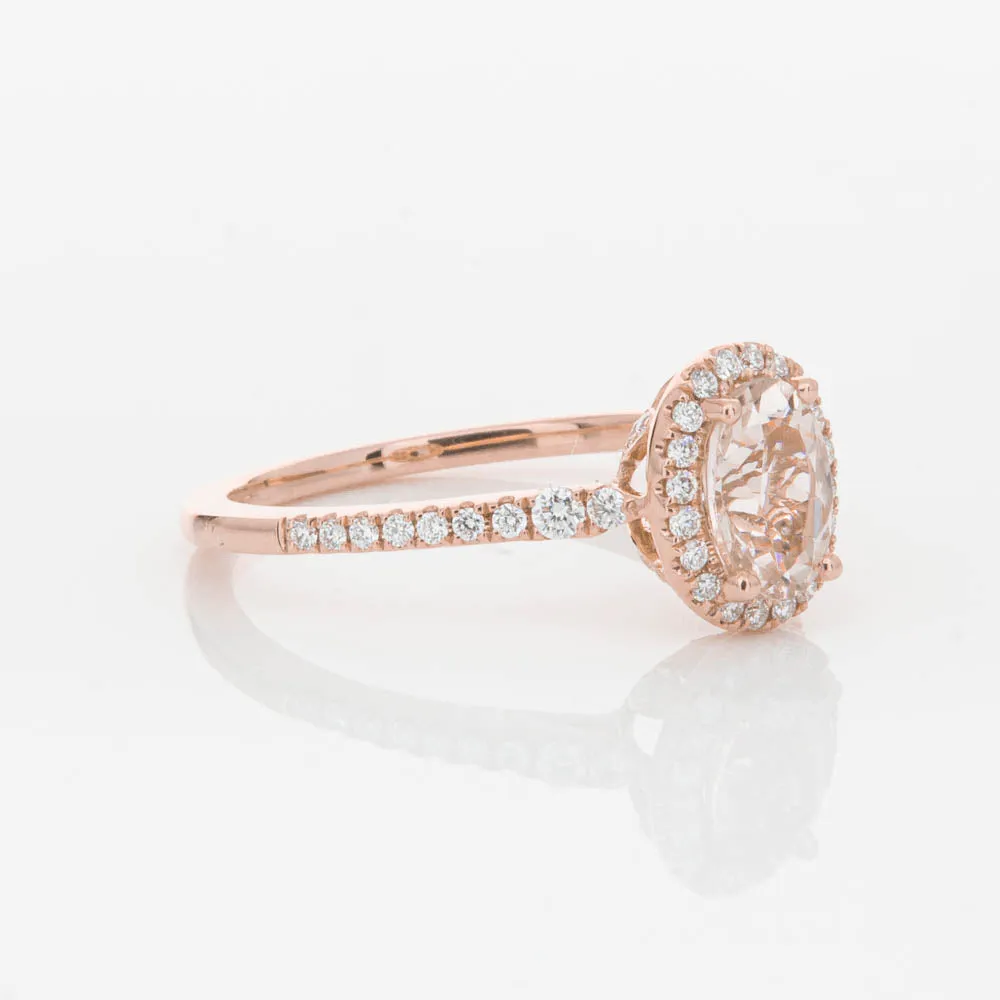 18ct Rose Gold .76ct Morganite & Diamond Mini Sierra Ring