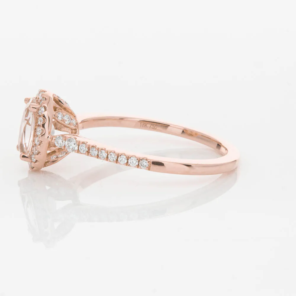 18ct Rose Gold .76ct Morganite & Diamond Mini Sierra Ring