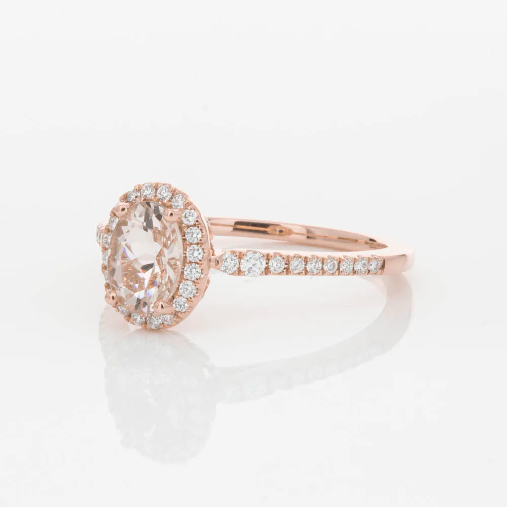 18ct Rose Gold .76ct Morganite & Diamond Mini Sierra Ring