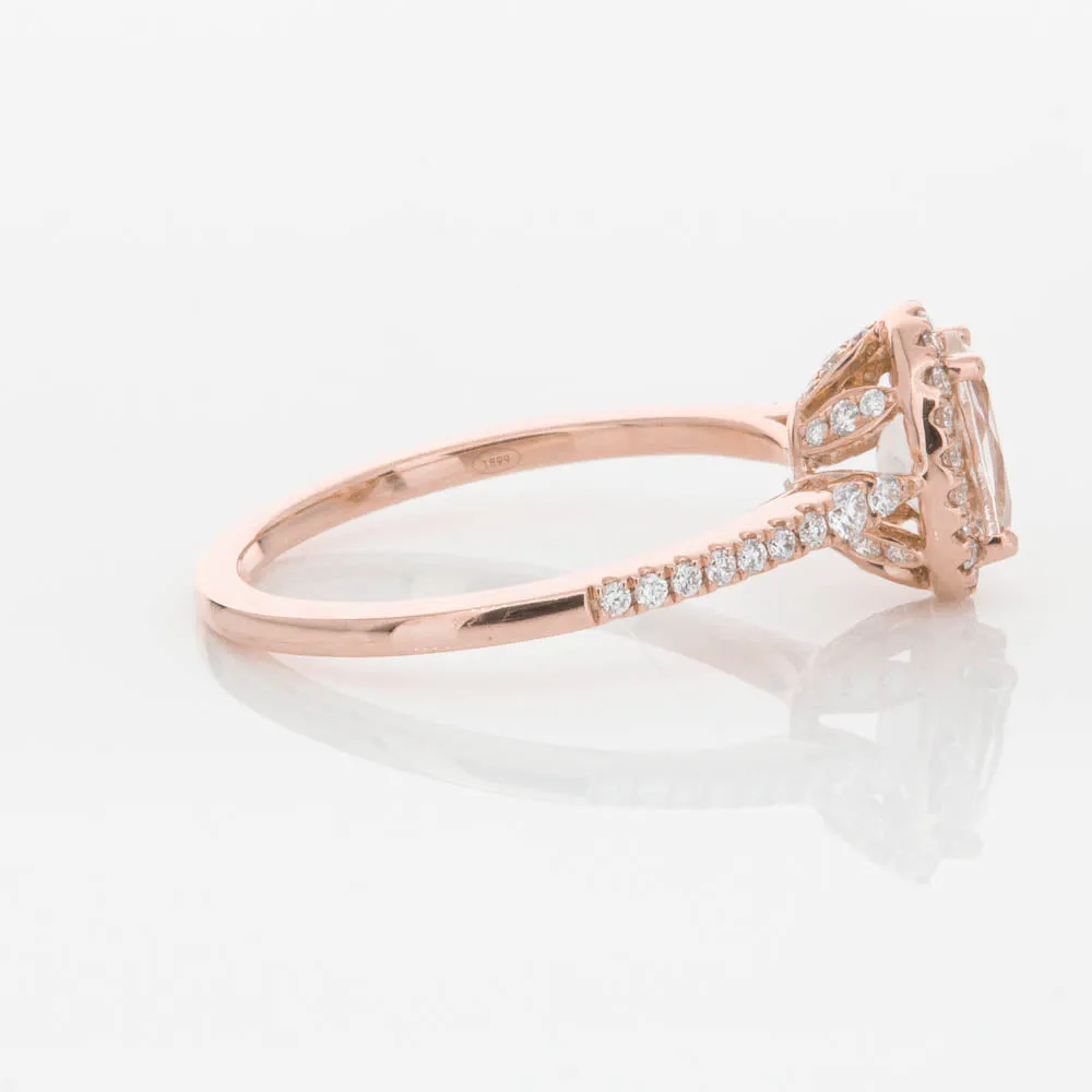 18ct Rose Gold .76ct Morganite & Diamond Mini Sierra Ring