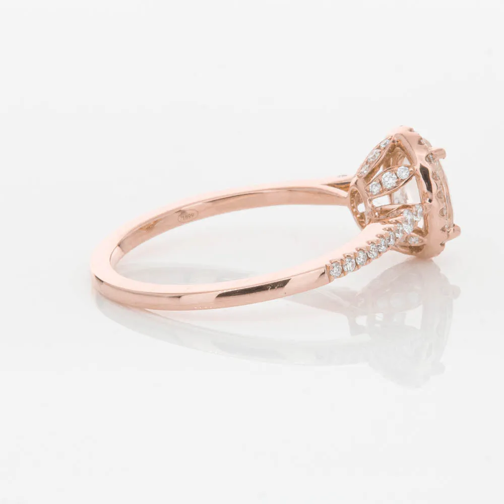 18ct Rose Gold .76ct Morganite & Diamond Mini Sierra Ring