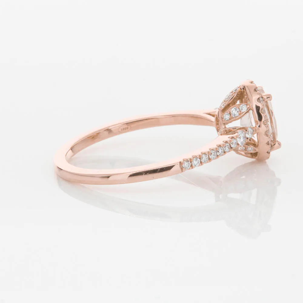 18ct Rose Gold .76ct Morganite & Diamond Mini Sierra Ring