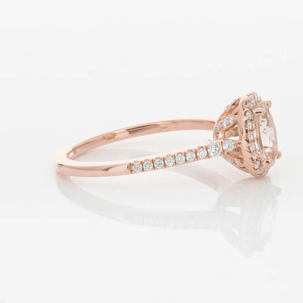 18ct Rose Gold .76ct Morganite & Diamond Mini Sierra Ring