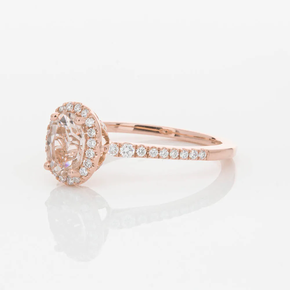 18ct Rose Gold .76ct Morganite & Diamond Mini Sierra Ring