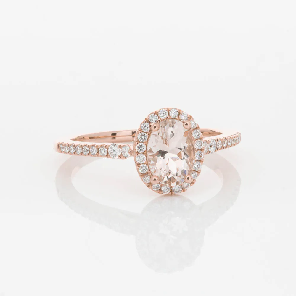 18ct Rose Gold .76ct Morganite & Diamond Mini Sierra Ring