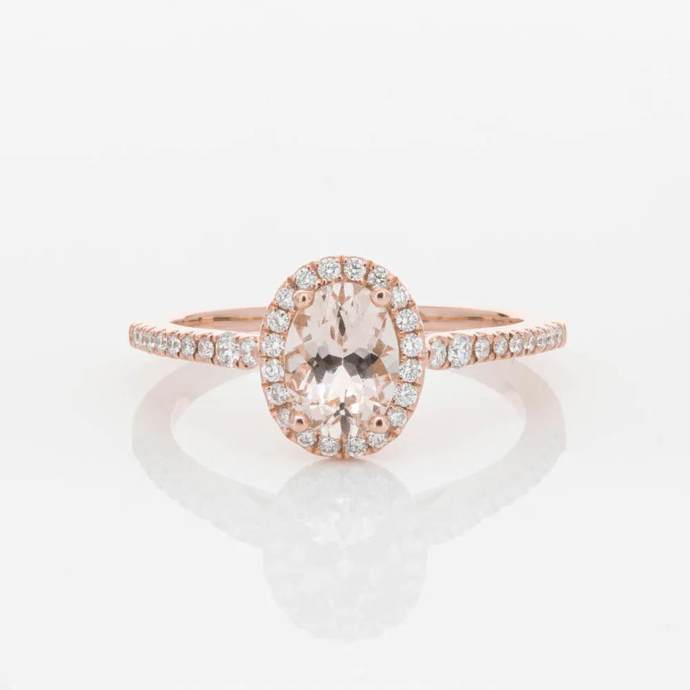 18ct Rose Gold .76ct Morganite & Diamond Mini Sierra Ring