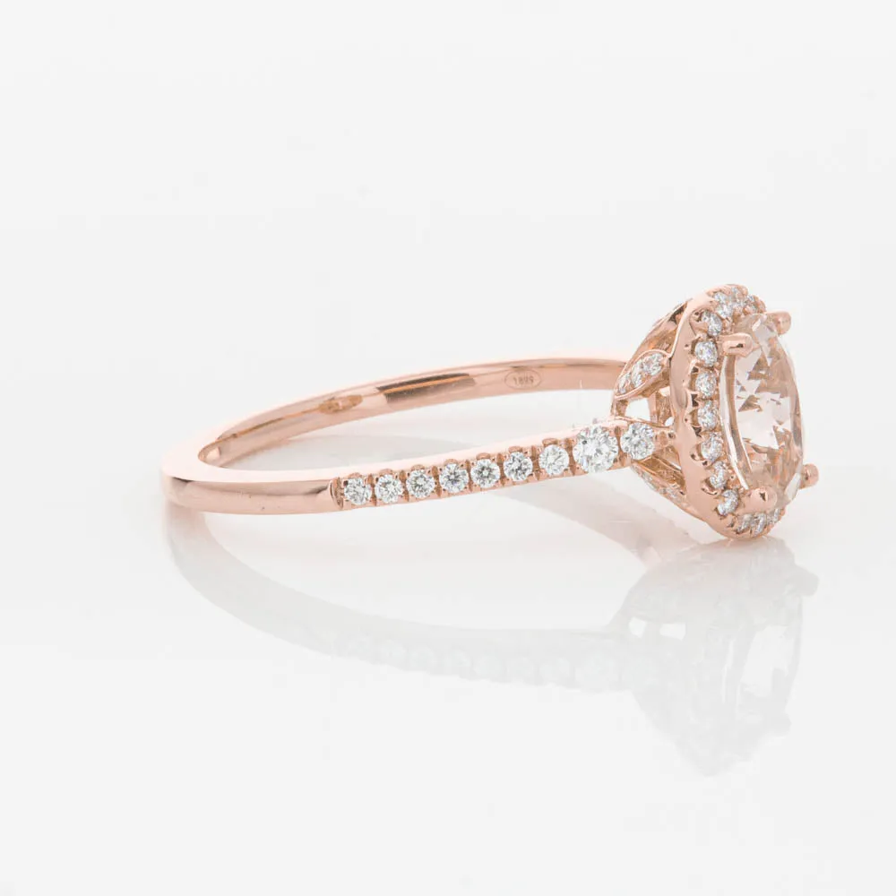 18ct Rose Gold .76ct Morganite & Diamond Mini Sierra Ring