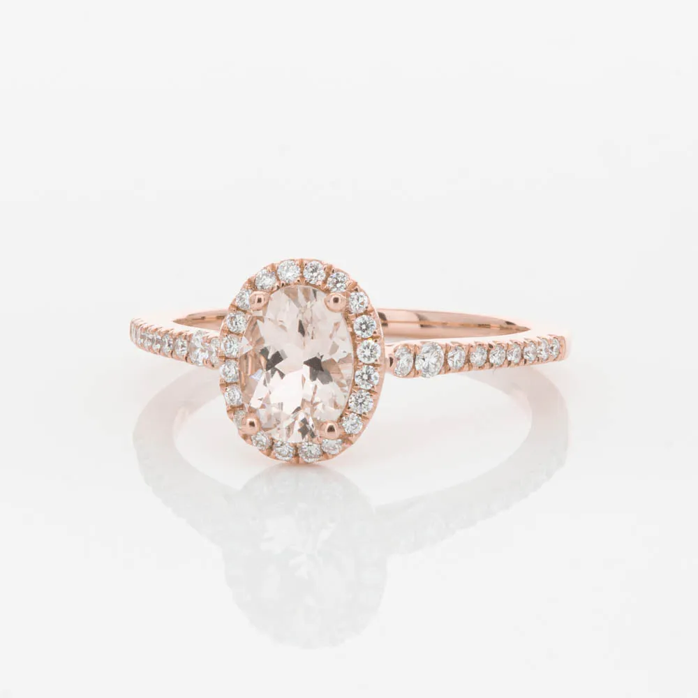 18ct Rose Gold .76ct Morganite & Diamond Mini Sierra Ring