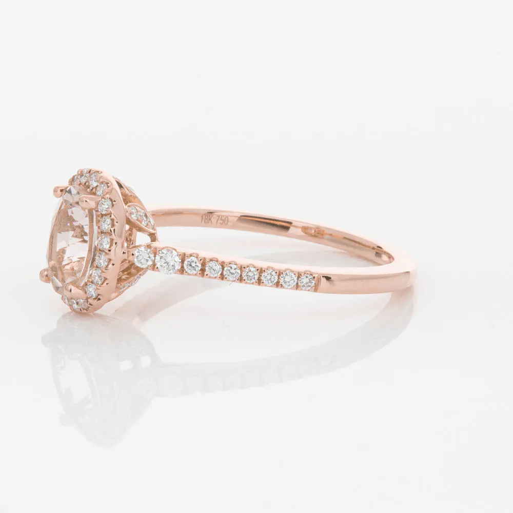 18ct Rose Gold .76ct Morganite & Diamond Mini Sierra Ring