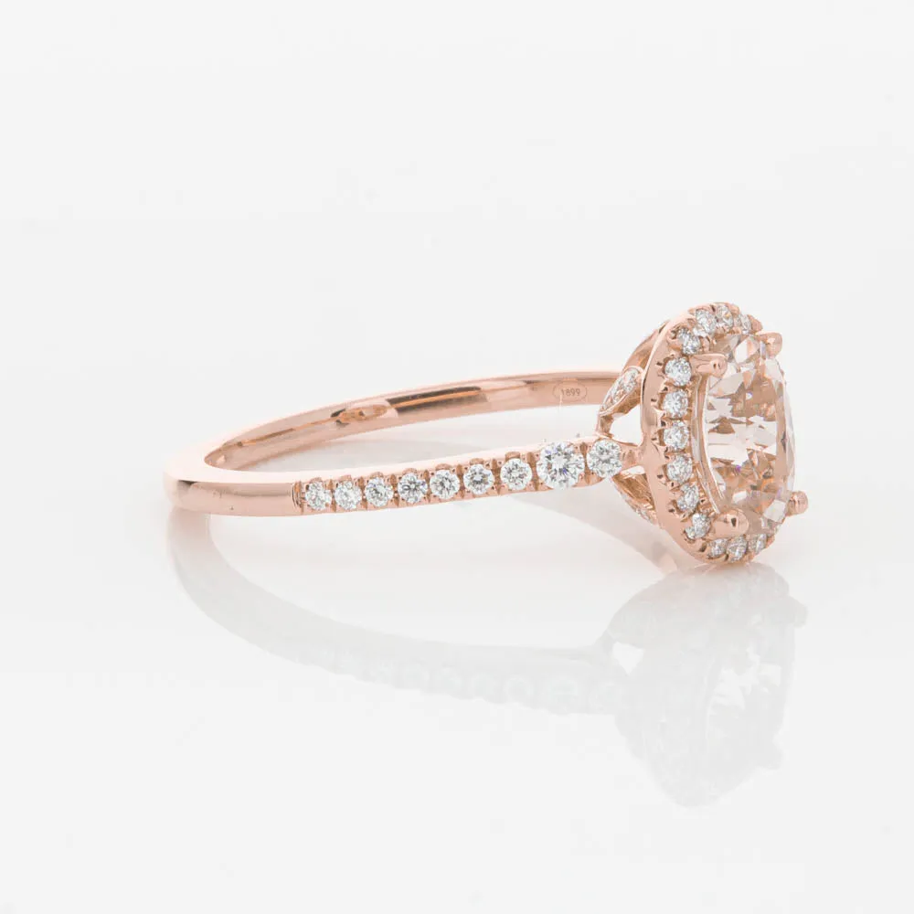 18ct Rose Gold .76ct Morganite & Diamond Mini Sierra Ring