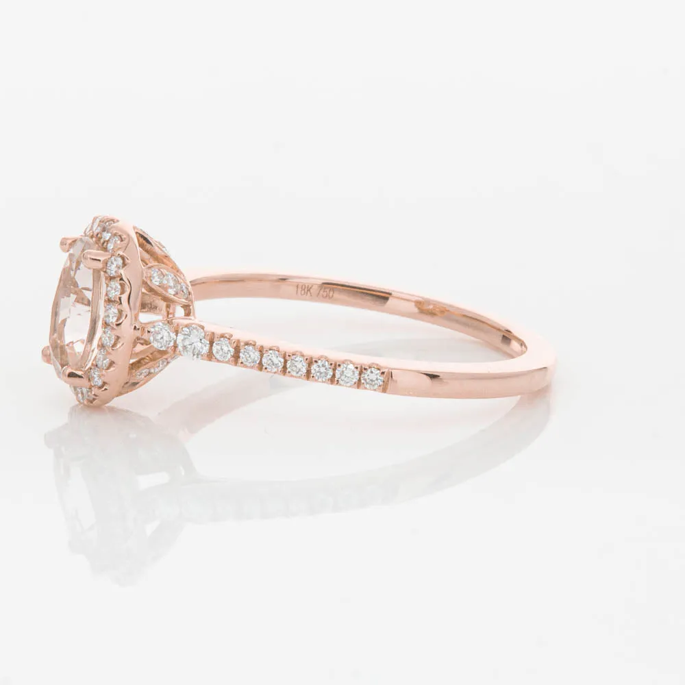 18ct Rose Gold .76ct Morganite & Diamond Mini Sierra Ring