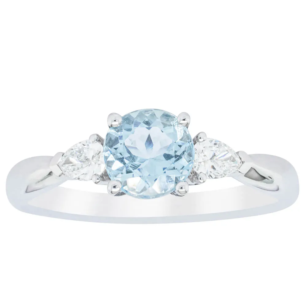 18ct White Gold .74ct Aquamarine & Diamond Ayla Ring