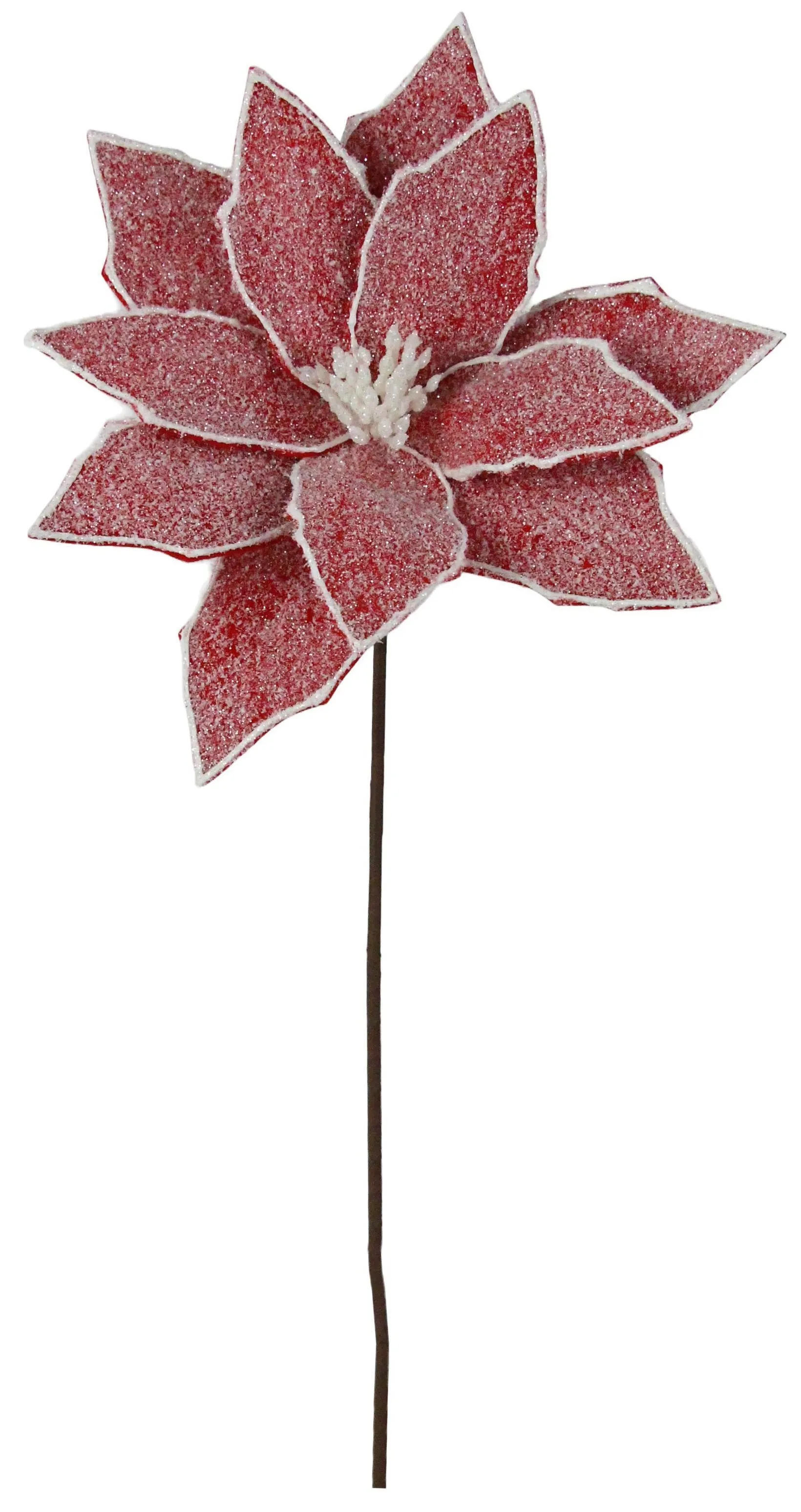 19.5" Red & White Felt Poinsettia Pick Spray