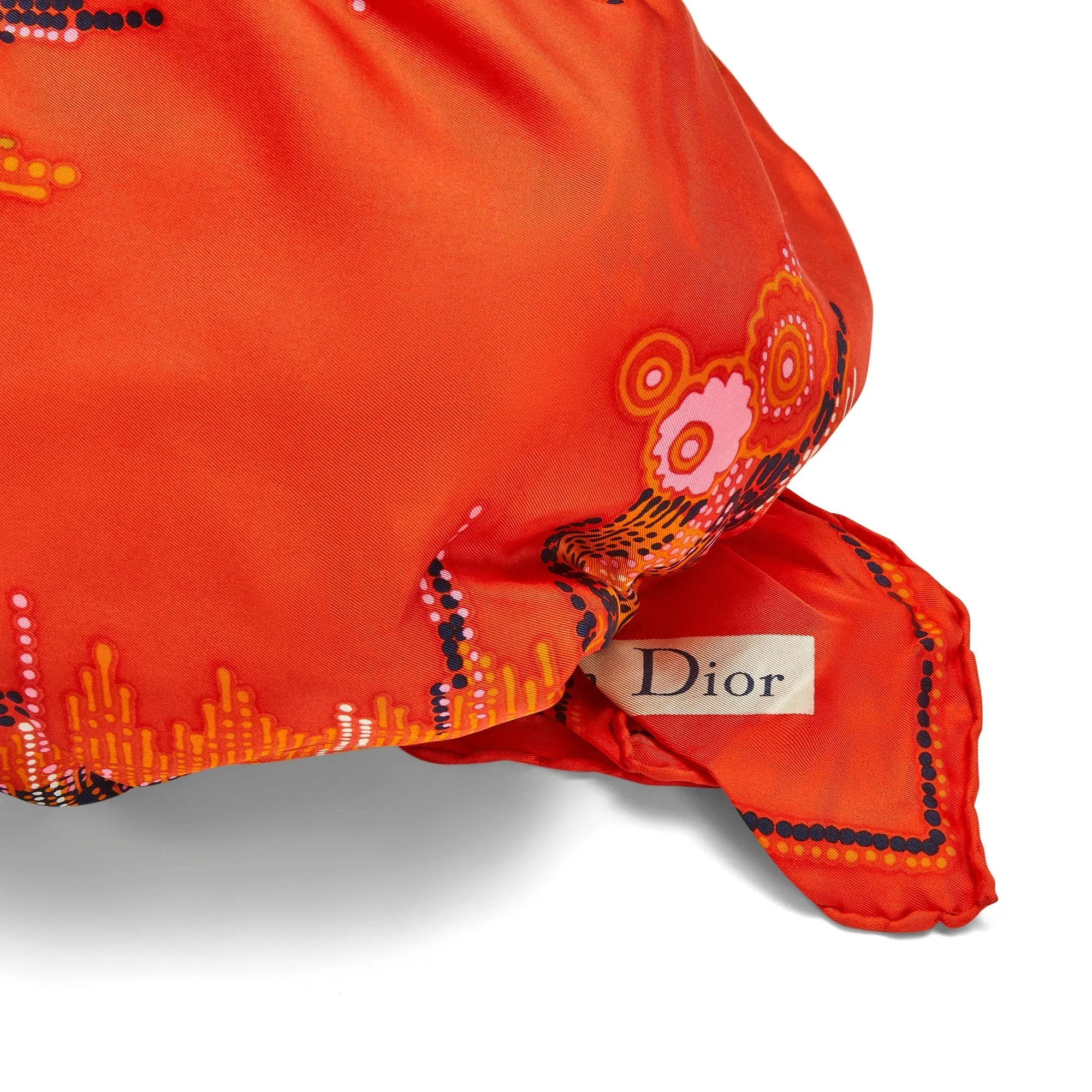 1960s Christian Dior Orange Silk Printed Turban Hat