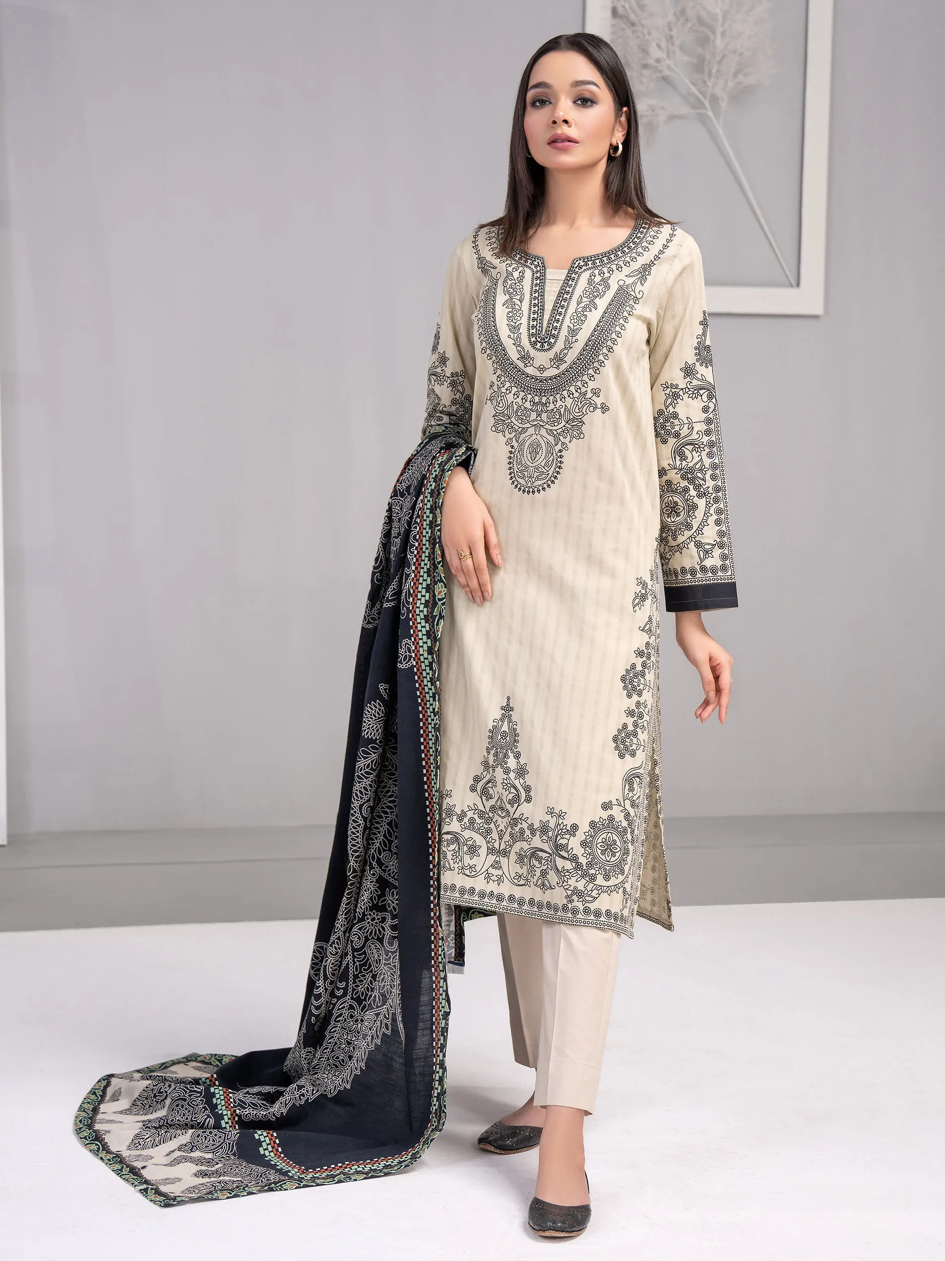 2 Piece Khaddar Suit-Printed(Unstitched)