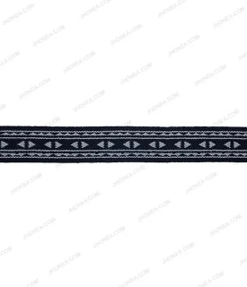 2cm/20mm Navy Blue with White Boho Style Woven Elastic