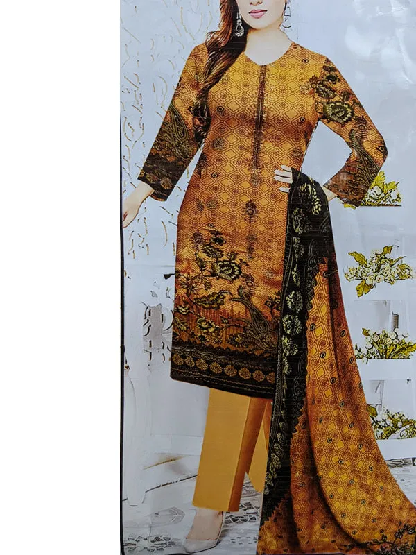 3Pcs Unstitched Digital Printed Lawn Suit For Women D-86 WU44