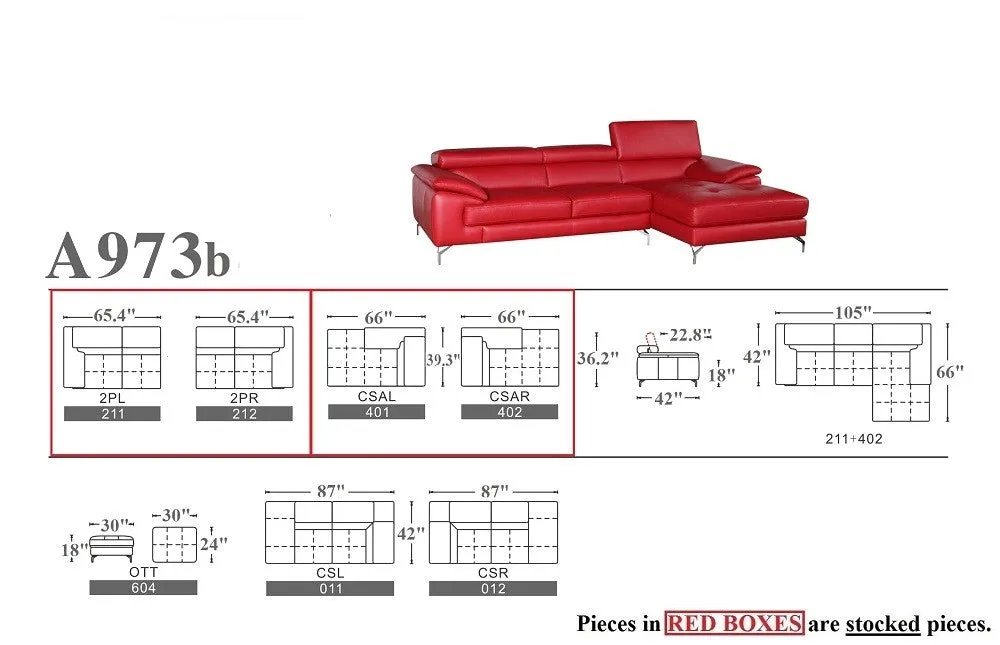 A973b Premium Leather Sectional Sofa