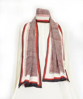 ABSTRACT - Black/Red/white Hand block printed Cotton Stole