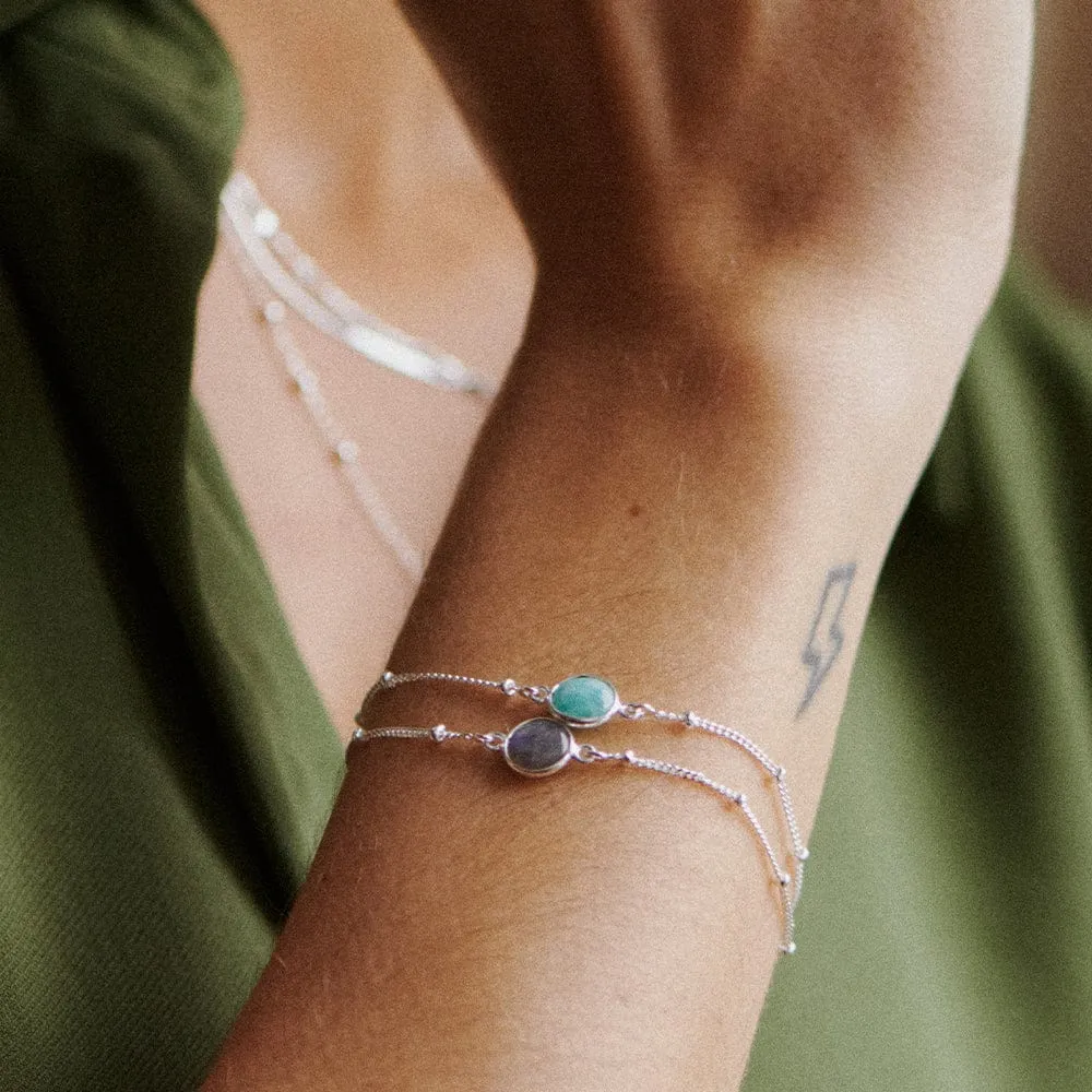 Amazonite Healing Stone Bobble Bracelet Sterling Silver