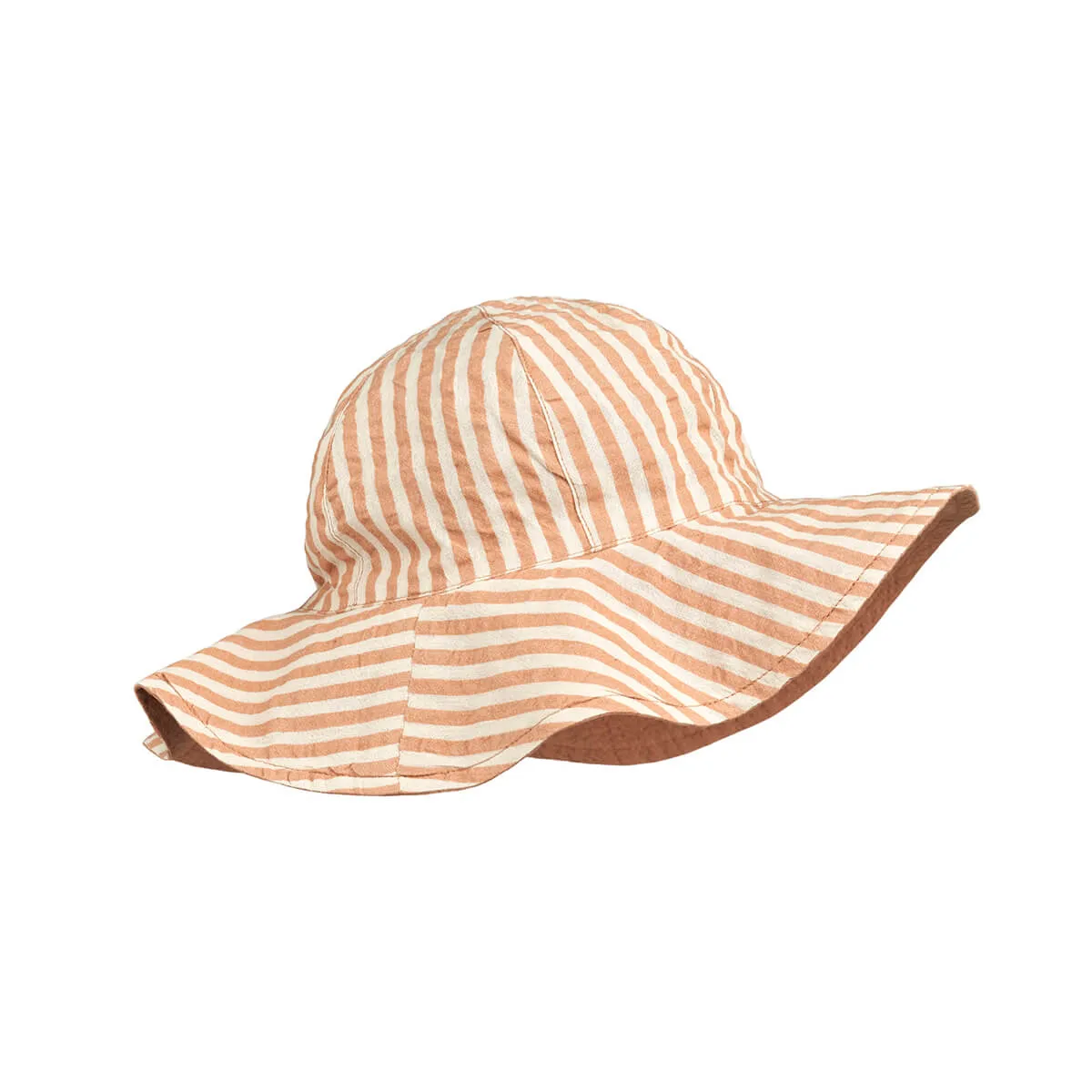 Amelia Reversible Seersucker Baby Sun Hat in Tuscany Rose / Sandy Stripe by Liewood - Last Ones In Stock - 6-12 Months