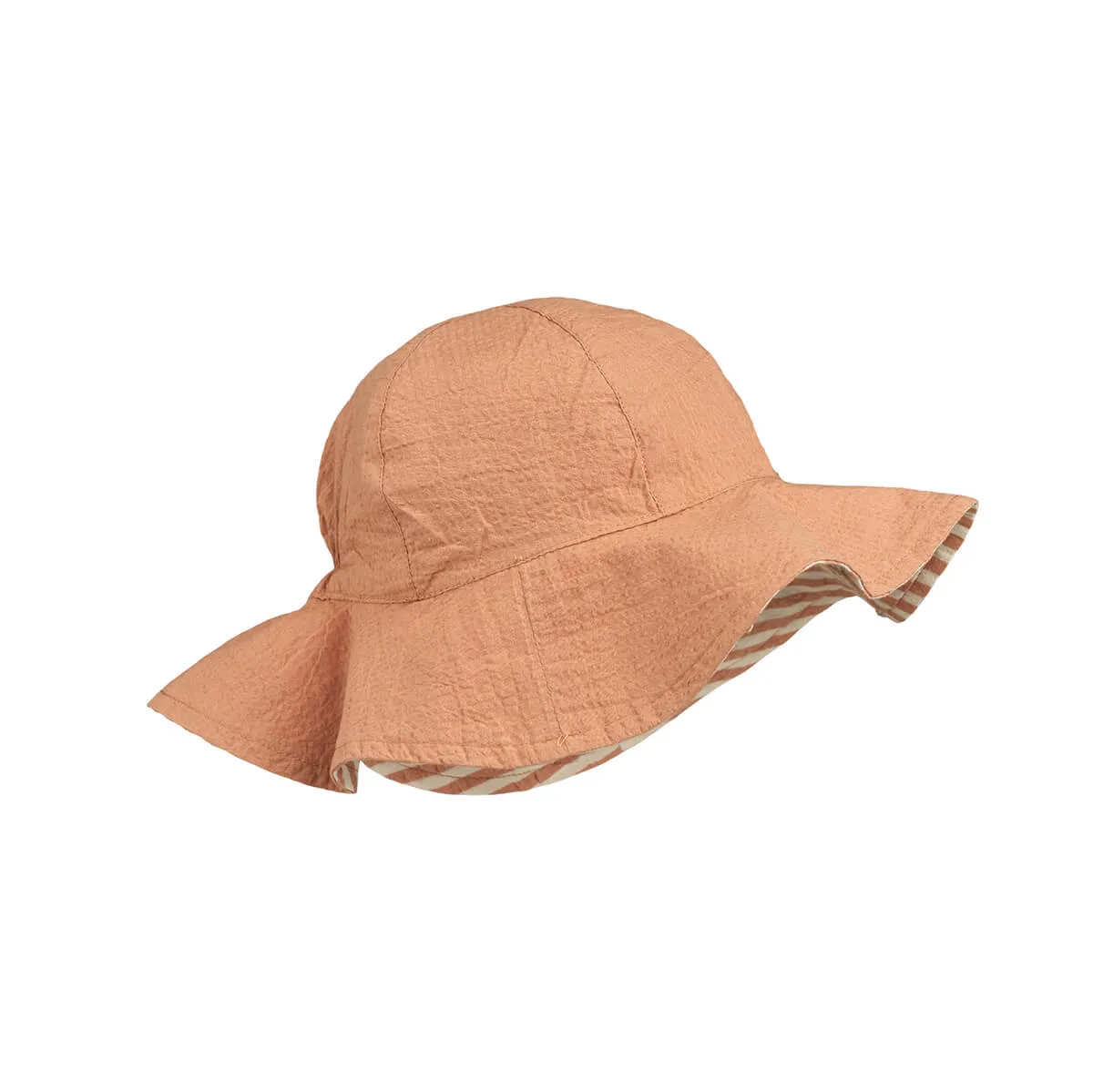 Amelia Reversible Seersucker Baby Sun Hat in Tuscany Rose / Sandy Stripe by Liewood - Last Ones In Stock - 6-12 Months