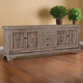 Amita 106" 3-Drawer 4-Door Sideboard in Misty Mocha