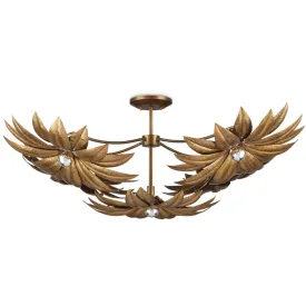 Antique Brass Floral 5-Light Semi-Flush Mount